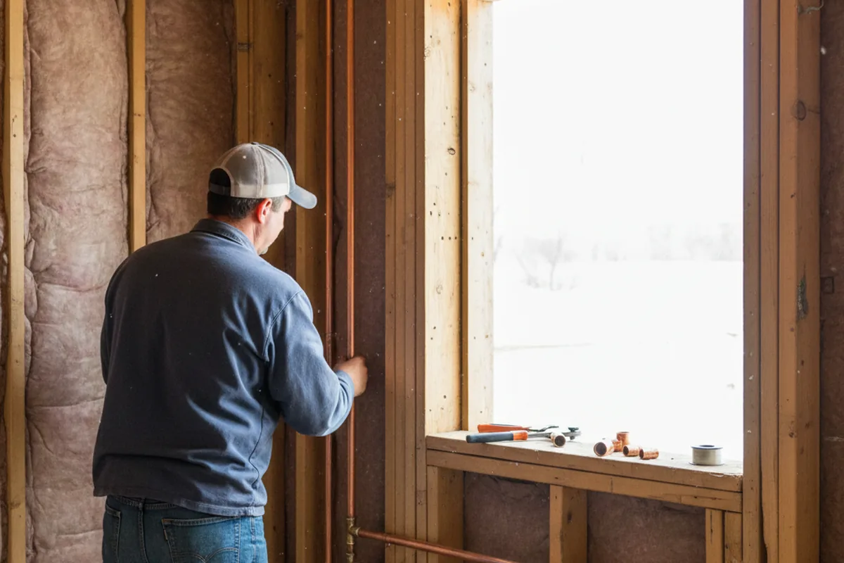 Licensed plumber running new copper supply lines in a Flowood home