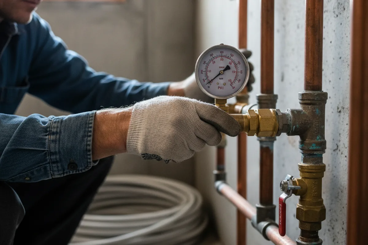 Pressure testing a repaired line during Water Line Repair in Flowood